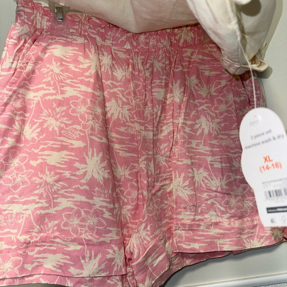 New NWT Girls Wonder Nation Cream & Pink Short Set XL (14-16) 2 piece set - Picture 5 of 14